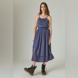 NWOT Lucky Brand Eyelet Maxi Dress in Nightshadow Blue Size S